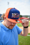 BRP B-Mets 59FIFTY B-Mets Orange and Royal Blue Hat w/B-Mets Wordmark Logo