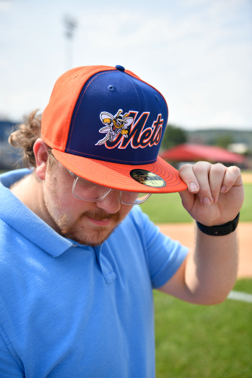 BRP B-Mets 59FIFTY B-Mets Orange and Royal Blue Hat w/B-Mets Wordmark Logo