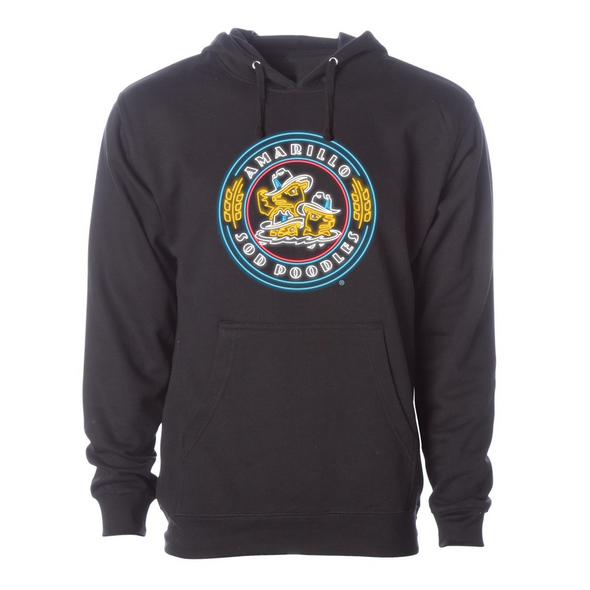 Amarillo Sod Poodles 108 Black Neon Crest Hoodie