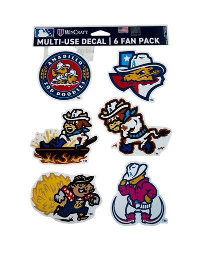 Amarillo Sod Poodles All Logo Decal 6 Fan Pack
