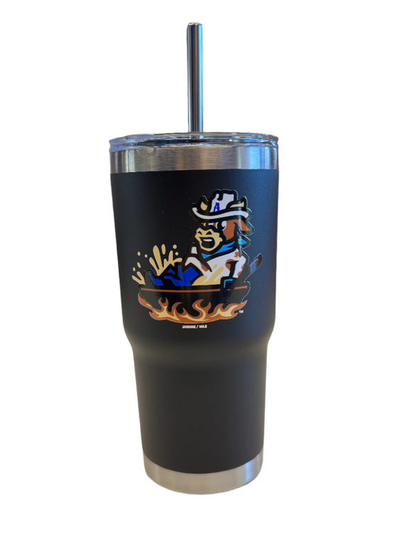 Amarillo Sod Poodles Calf Fries 20 oz Black Skillet Tumbler