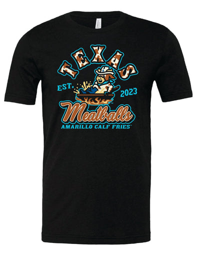 Amarillo Sod Poodles Calf Fries Black Texas Meatball Tee