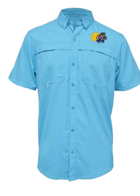 Amarillo Sod Poodles Light Blue Yellow City Pigweeds Fishing Shirt