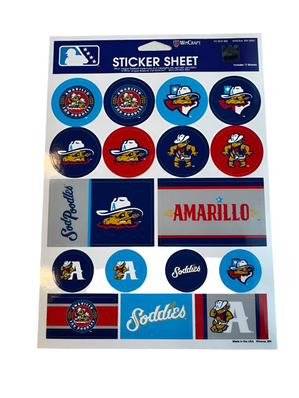 Amarillo Sod Poodles Logo Sticker Sheet