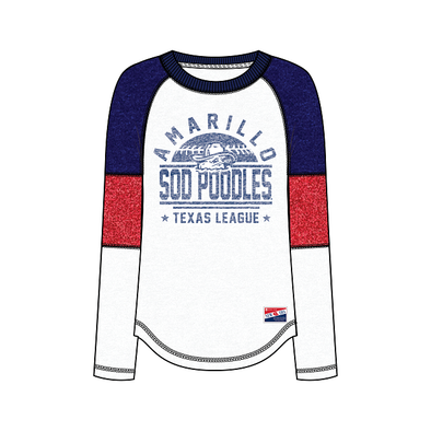 Amarillo Sod Poodles New Era Women's Red, White, and Blue Game 3/4 Sleeve Tee