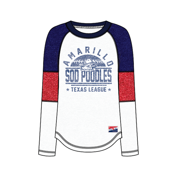 Amarillo Sod Poodles New Era Women's Red, White, and Blue Game 3/4 Sleeve Tee