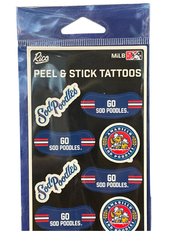 Amarillo Sod Poodles Peel  & Stick Face Tattoos