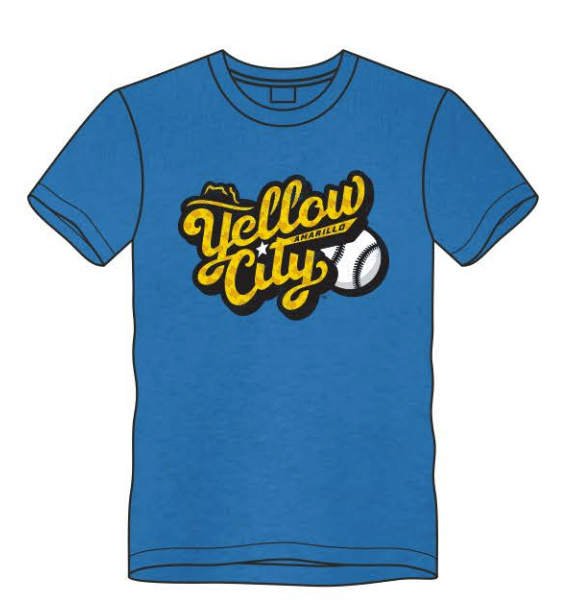 Amarillo Sod Poodles Yellow City Blue Texas Pattern Tee