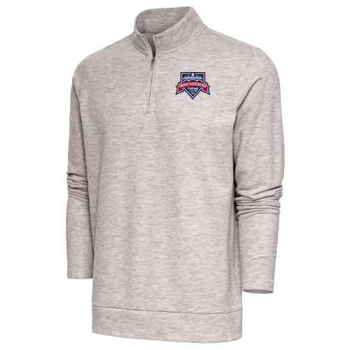 Antigua America's Classic Ballpark Tan Oat Heahter Fleece Quarter Antigua Mens  Amaerica's Classic Ballpark Oat Heather Tan Gambit 1/4 Zip Pullover