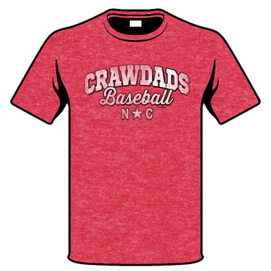 Hickory Crawdads Red Ringspun Arch Tee