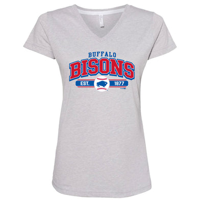 Buffalo Bisons Ladies Grey Volbeat Vneck Tee