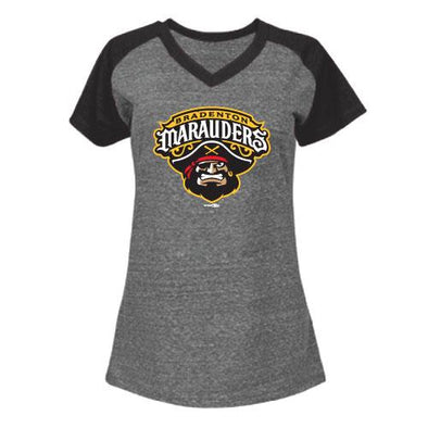 Bradenton Marauders V-Neck Raglan Tee (Black) - Girls Youth