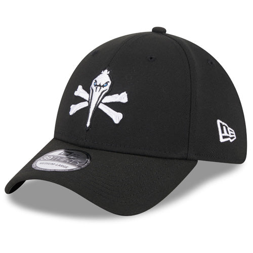 Myrtle Beach Pelicans New Era Black Pirate 39Thirty Stretch Fit Cap