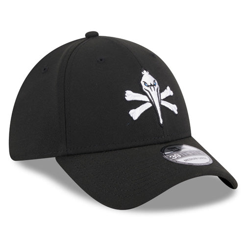 Myrtle Beach Pelicans New Era Black Pirate 39Thirty Stretch Fit Cap