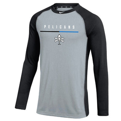 MYRTLE BEACH PELICANS NIKE BLACK PIRATE LONG SLEEVE GAME TOP