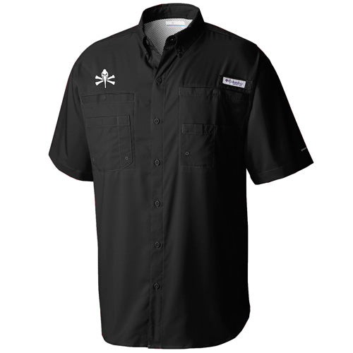 Myrtle Beach Pelicans Columbia Sportswear Black Pirate Tamiami Short Sleeve Shirt