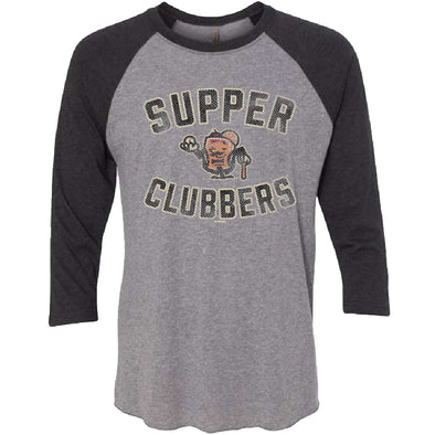 Wisconsin Supper Clubbers Heather/ Black 3/4 Sleeve Gooseneck Tri-Blend Tee