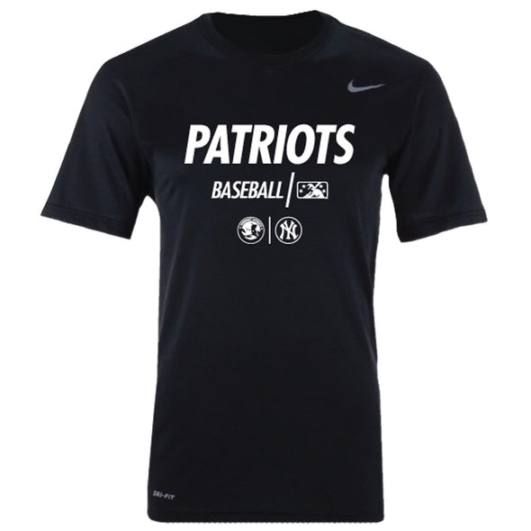 Somerset Patriots Mens Nike Legends Black Patriots Baseball ICON Performance Tee