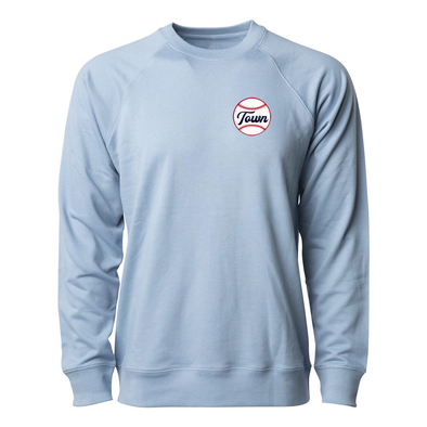 108 Stitches Light Blue Baseballtown Crewneck
