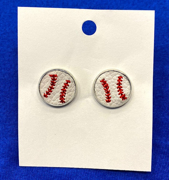 Baseball Leather Stud Earrings