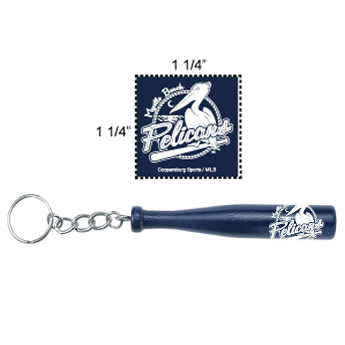 Myrtle Beach Pelicans Coopersburg Sports 4 Inch Navy Bat Keychain