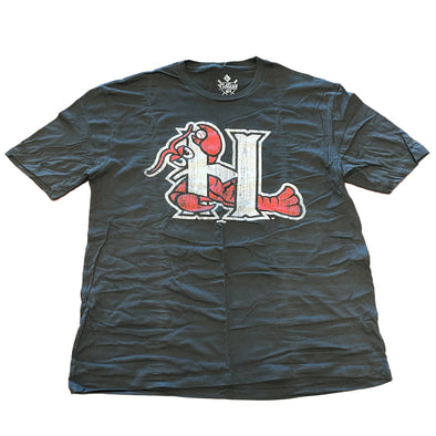 Hickory Crawdads Black Big Logo Ringspun Tee