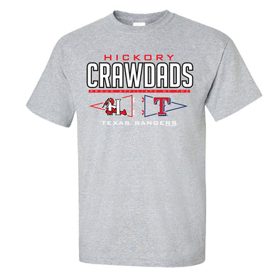 Hickory Crawdads Bigeth Affiliate Sport Gray Cotton Tee