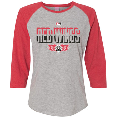 Rochester Red Wings Womens Red and Gray Baseball Tee
