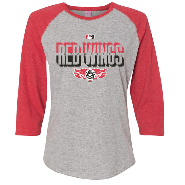 Rochester Red Wings Womens Red and Gray Baseball Tee