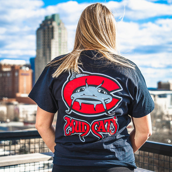 Carolina Mudcats Adult Black C Logo Tee