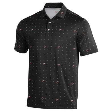 Great Lakes Loons Under Armour Black Loon Head Scatter Polo