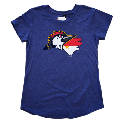 Fayetteville Woodpeckers Women's Home State Logo Navy T-Shirt