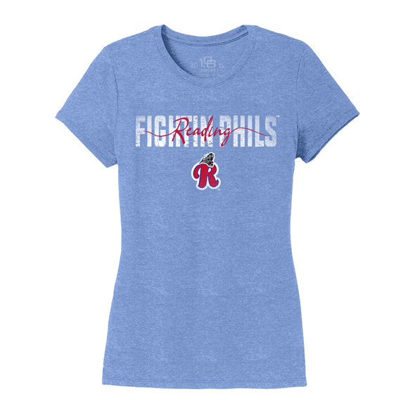 108 Stitches Women's Blue Reading Fightin Phils Script Tee