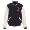 Boston Red Sox JH Reversible Fleece Jacket with Faux Leather Sleeves