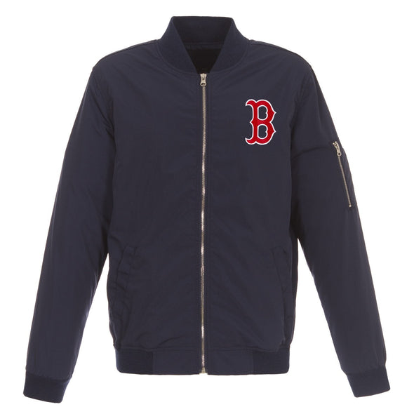 Boston Red Sox JH Reversible Fleece Jacket with Faux Leather Sleeves