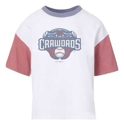 Hickory Crawdads Brylee Orchid Womens Boyfriend Tee