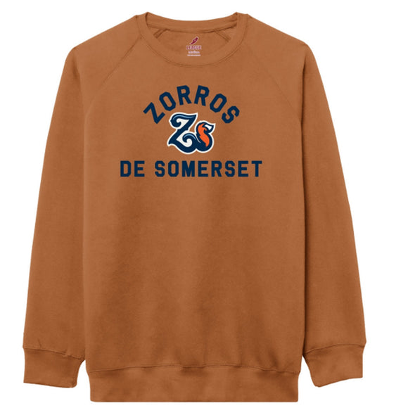 Somerset Patriots Adult Burnt Orange Zorros de Somerset Embroidered Essential Unisex Crew Neck Sweatshirt