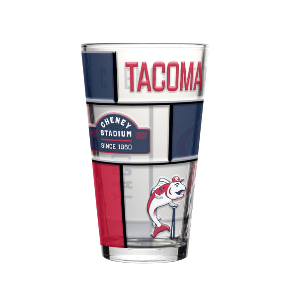 Tacoma Rainiers 16oz Quilted Stained Pint Glass