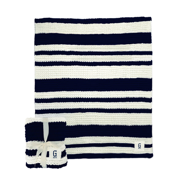 Greenville Drive Logo Brands Cream/Navy Cable Knit Throw