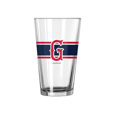 Greenville Drive Logo Brands 16oz Stripe Pint Glass