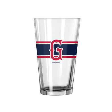 Greenville Drive Logo Brands 16oz Stripe Pint Glass
