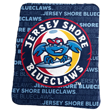 Jersey Shore BlueClaws Logo Brands Fleece Throw