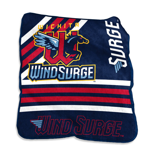 Wichita Wind Surge Navy Primary Logo Raschel Throw Blanket