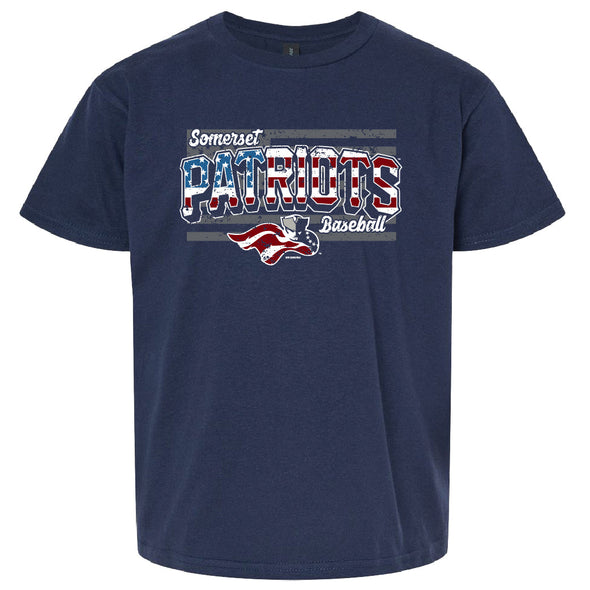 Somerset Patriots Youth Soft Style Stars & Stripes Navy Cartwright Tee