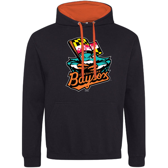 Chesapeake Baysox Bimm Ridder ADULT Contrast Hooded BLACK Sweatshirt