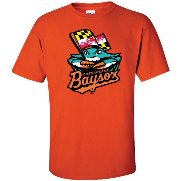 Chesapeake Baysox Bimm Ridder ADULT Primary Logo ORANGE T-shirt