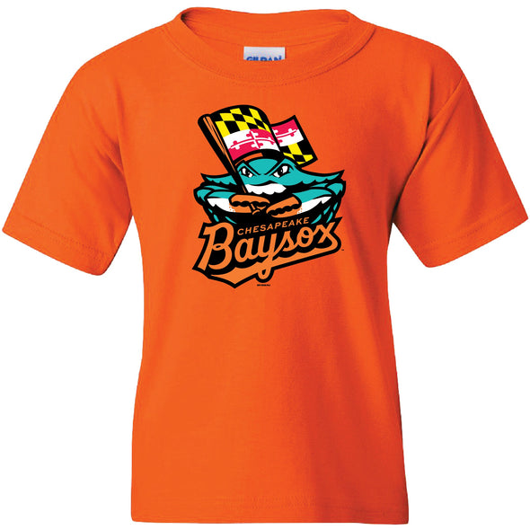 Chesapeake Baysox Bimm Ridder YOUTH Primary Logo ORANGE T-shirt