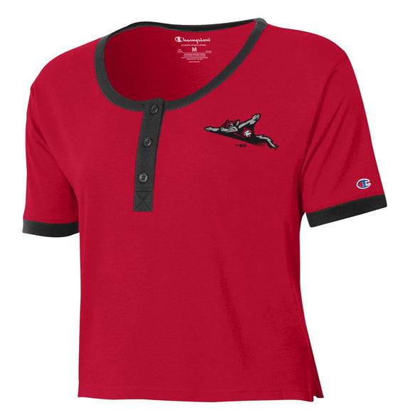 Richmond Flying Squirrels Champion Women's MTO Cropped Henley Tee