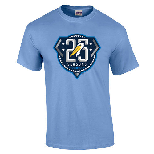 Myrtle Beach Pelicans Youth Carolina Blue 25 Seasons Tee