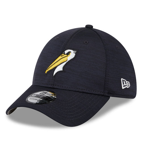 Myrtle Beach Pelicans New Era Heathered Navy Clubhouse Alternate Logo 39Thirty Stretch Fit Cap